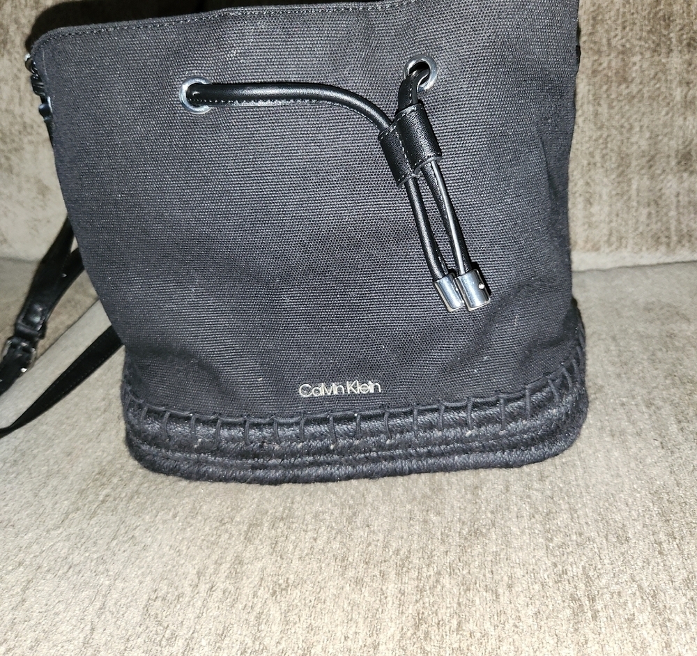 Calvin Klein Black Textured Bucket Bag